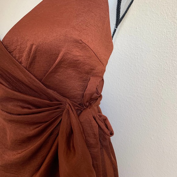 Hello Molly If the Gown Fits Mini Wrap Dress in Chocolate - Picture 4 of 8